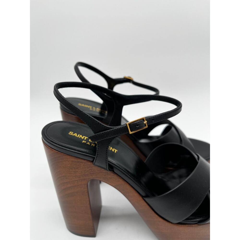 Saint Laurent Bianca Platform Sandals Black Leather - US 11 (EU 41) - Picture 10 of 15